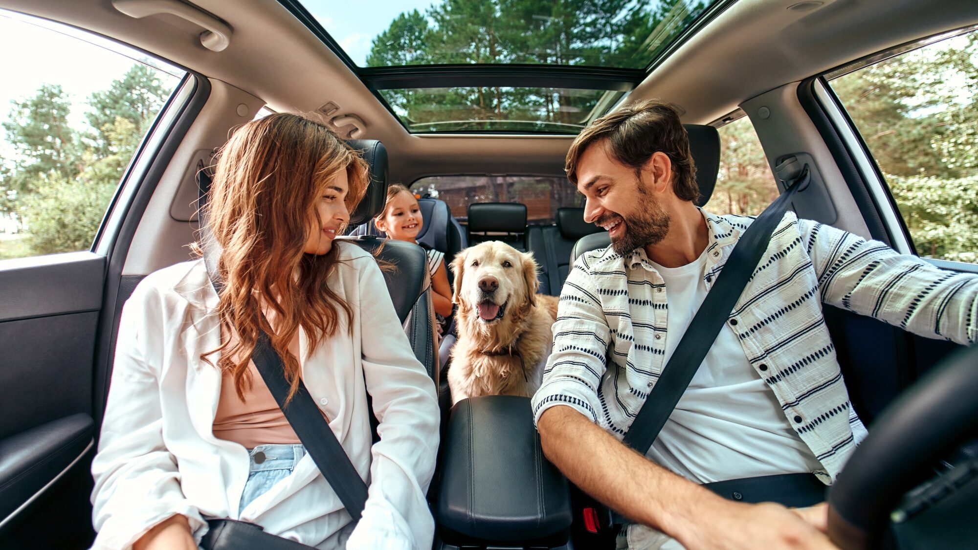 Family on vacation in the car